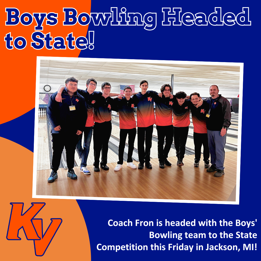 Picture of the boys' bowling team celebrating their regional win.