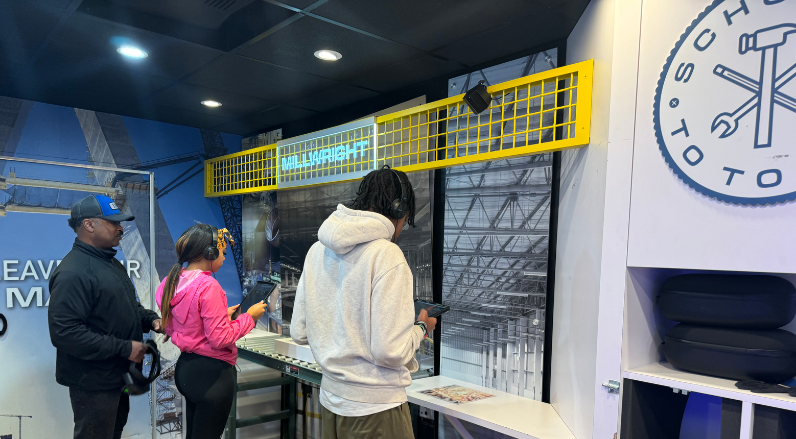Students working at a STEM event.