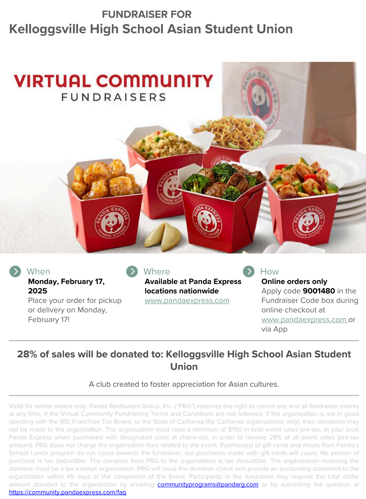 Information about Asian Student Union Fundraiser for 2/17/24